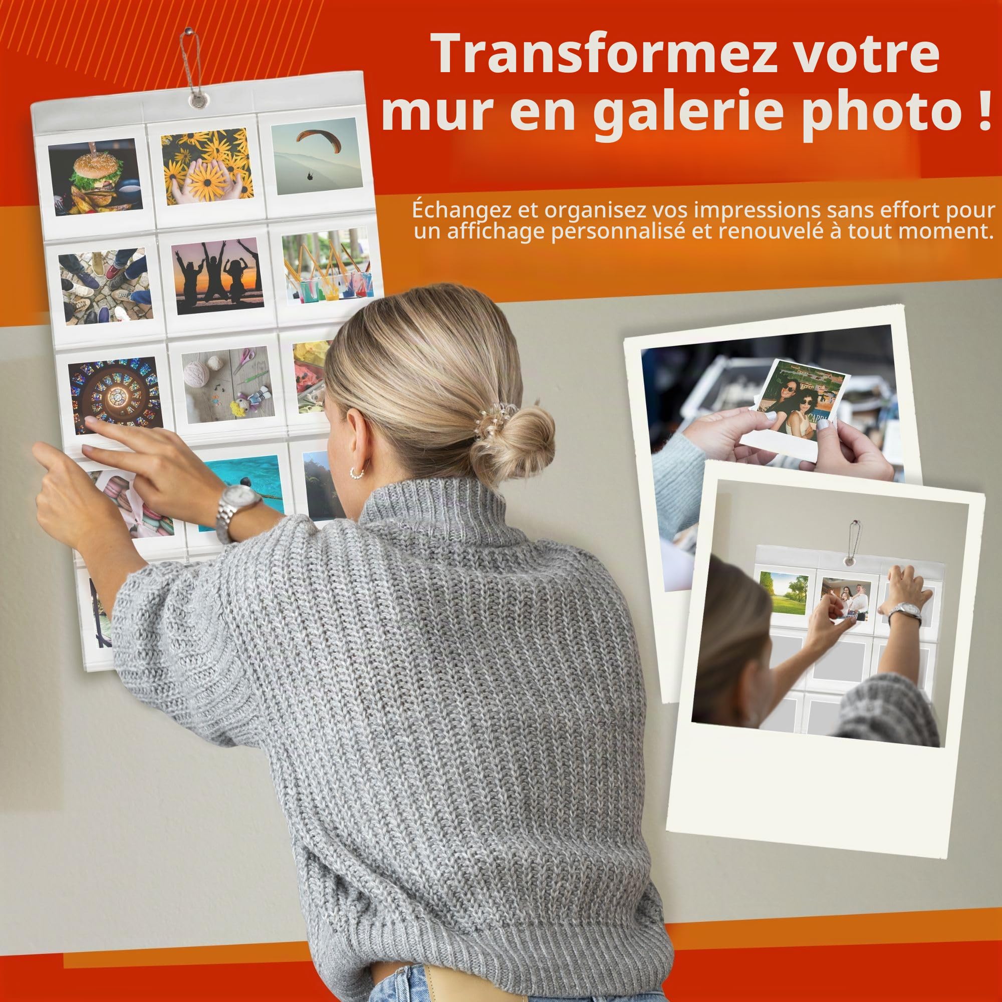 Lot de 64 films photo photo instantanés avec film Polaroid Go et album photo mural Clikoze