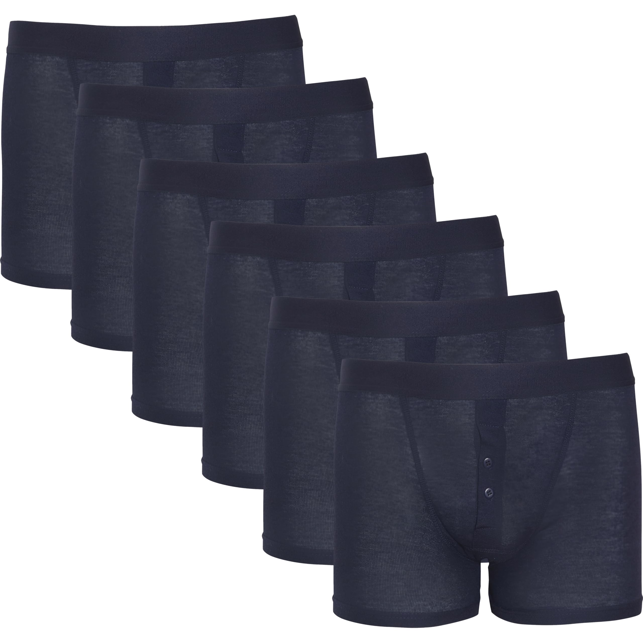 Sock Stack Men's Black 6 Pairs Boxer Short Ribbed Boxers Cotton Stretch Boxershorts Underwear Mb09- Xx Large