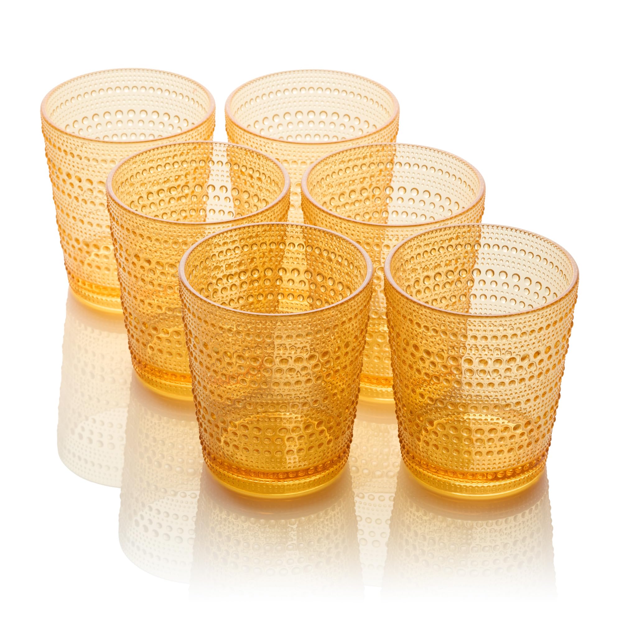 Certified International Santa Fe Orange Set of 6 Premium Acrylic DOF Glasses 16 oz Unbreakable Drinkware with Textured