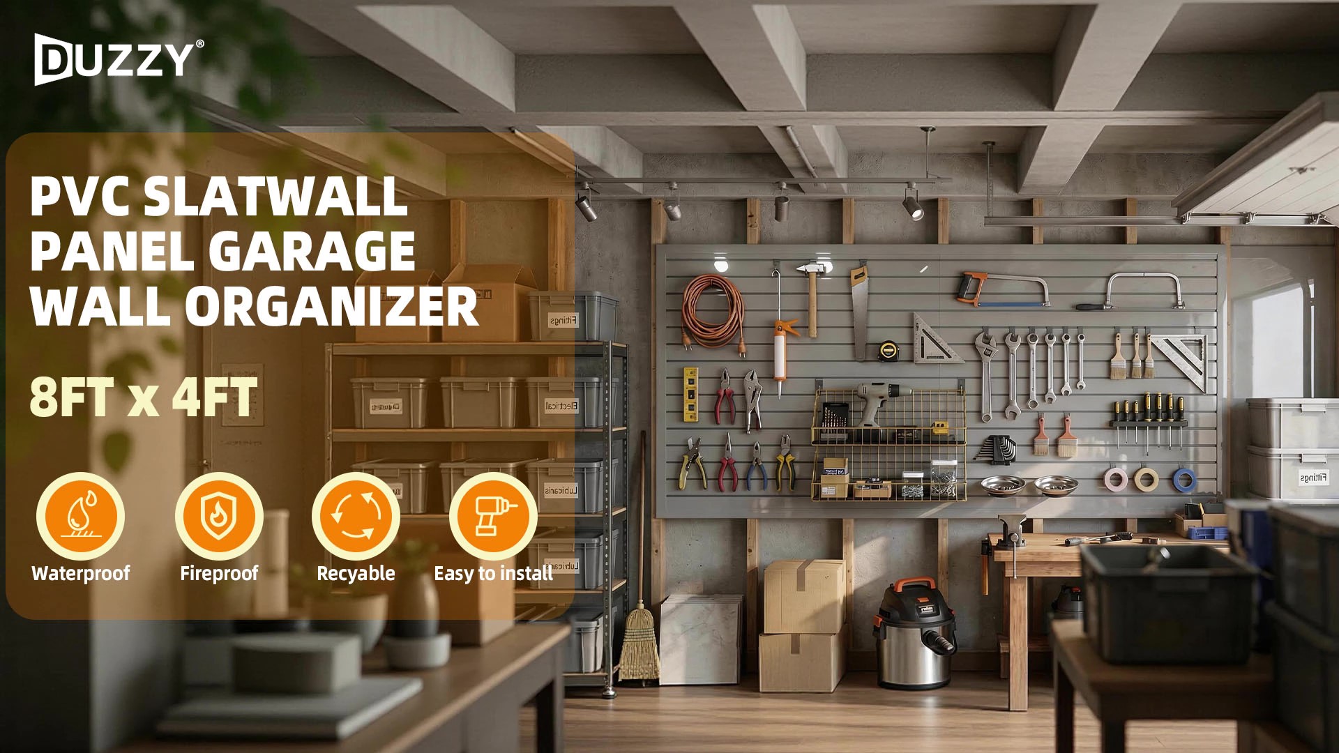 Amazon.com: Duzzy Slatwall Panel, 4' H x 8' W PVC Slat Wall