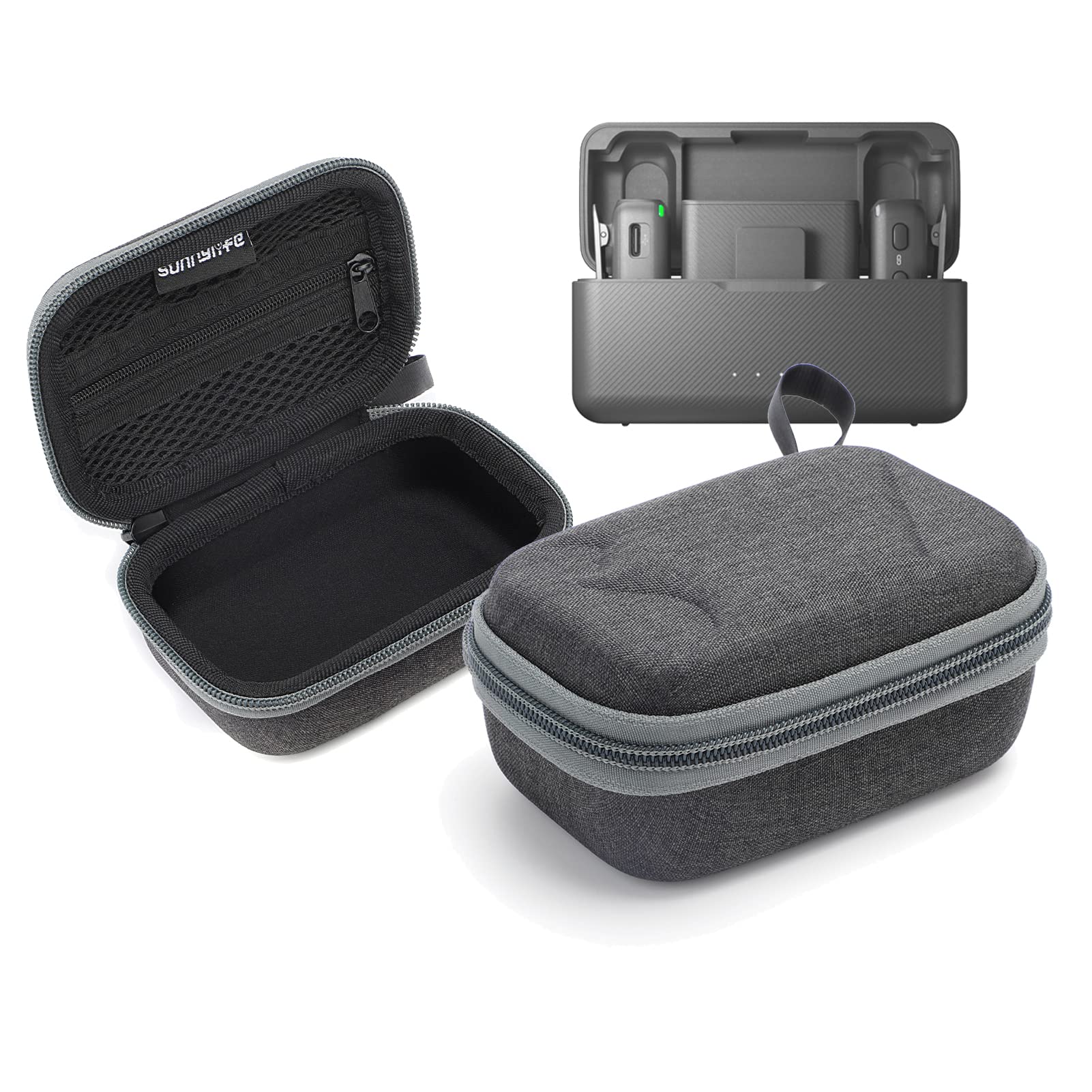 Ngaantyun Case for DJI Mic (2 TX + 1 RX + Charging Case) Wireless Lavalier Microphone Cover for PC Smartphone Vlogs Cable Adapter Windscreen Accessories Travel Storage Sleeve