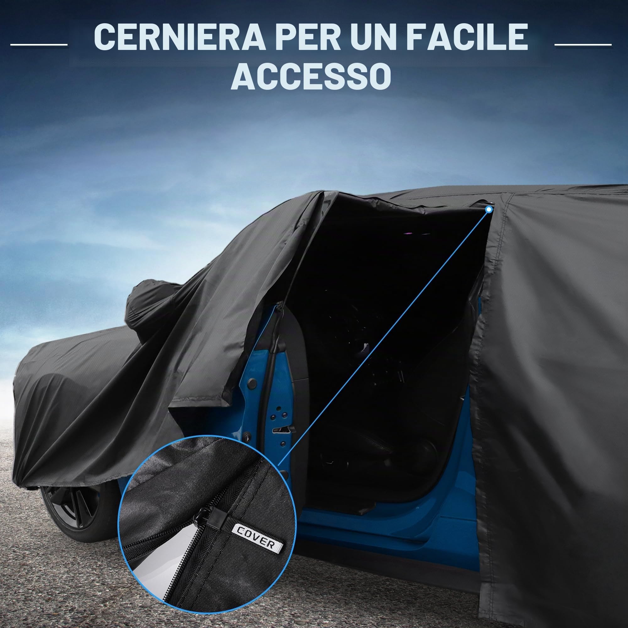 X AUTOHAUX Telo protettivo per auto per Mini Cooper/Cooper S/Hardtop/Clubman/Countryman 4DR, impermeabile, resistente ai raggi UV e protezione per tutte le condizioni atmosferiche, con cerniera per
