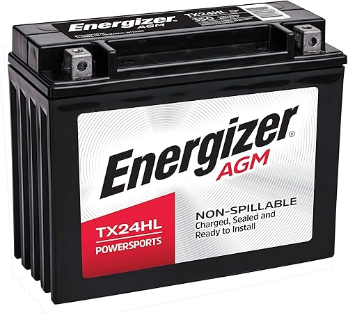 Energizer TX24HL AGM - Batería de 12 V para motocicleta y ATV, 350 amperios de arranque en frío y 21 Ahr, reemplaza: YTX24HL-BS y otros, negro