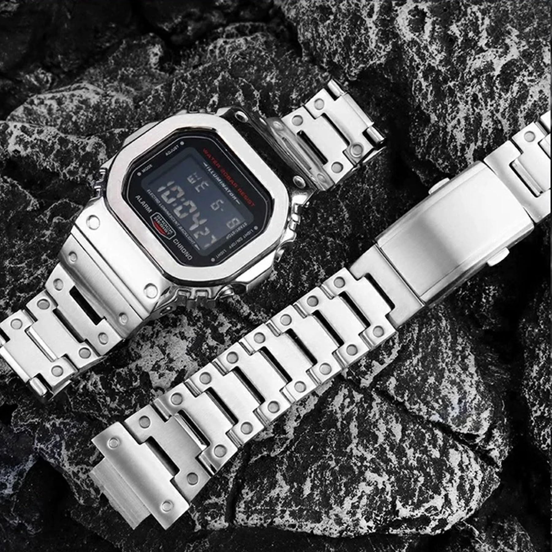 316L Edelstahl-Armbanduhr und Lünette, kompatibel mit Casio GWM-5610 Watch Mod Kit Ersatz