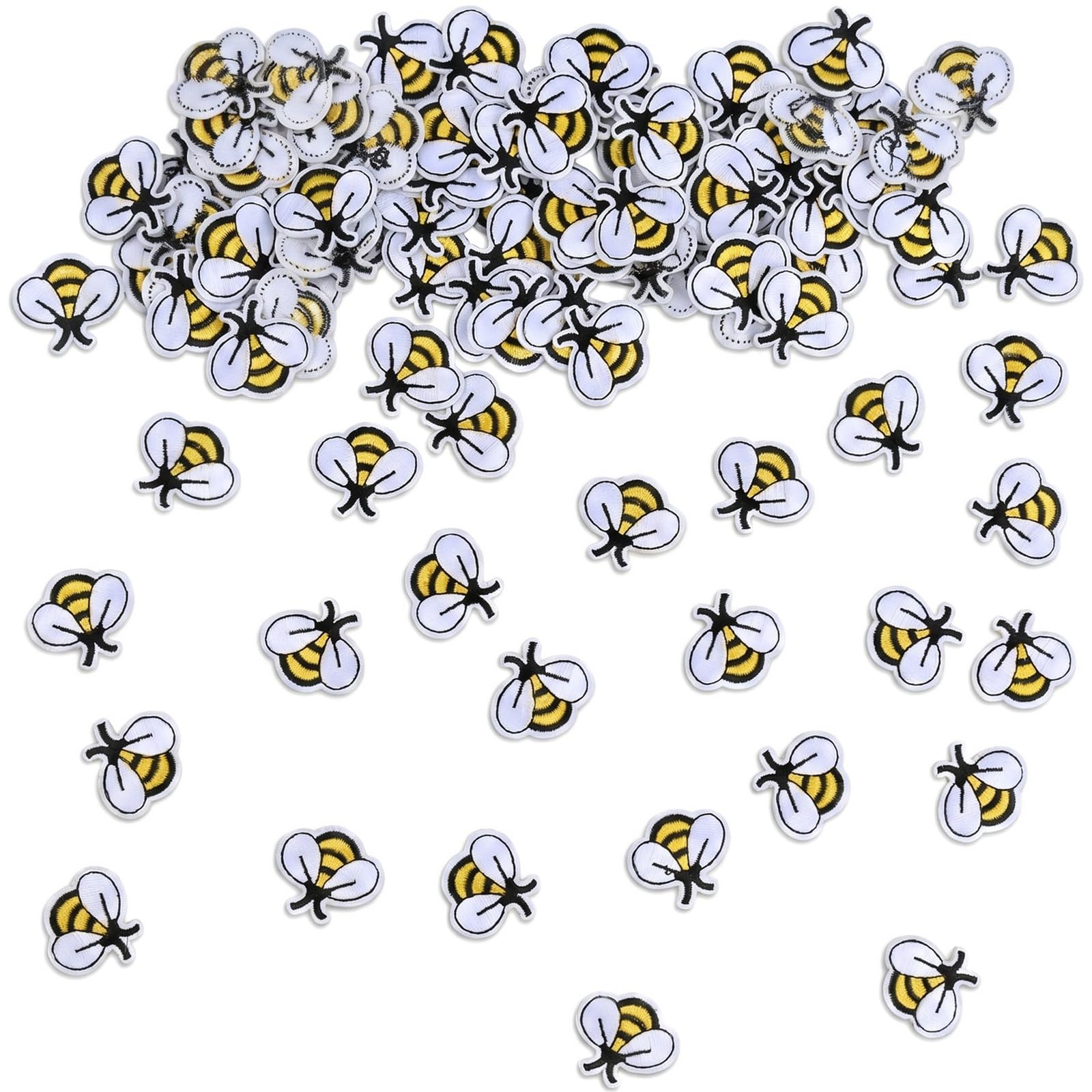 100 PCS Bee Embroidered Patches Iron on Patches for Clothes Cute Fabric Applique Sew on Patches for Jackets Jeans Backpacks Hats DIY Decoration