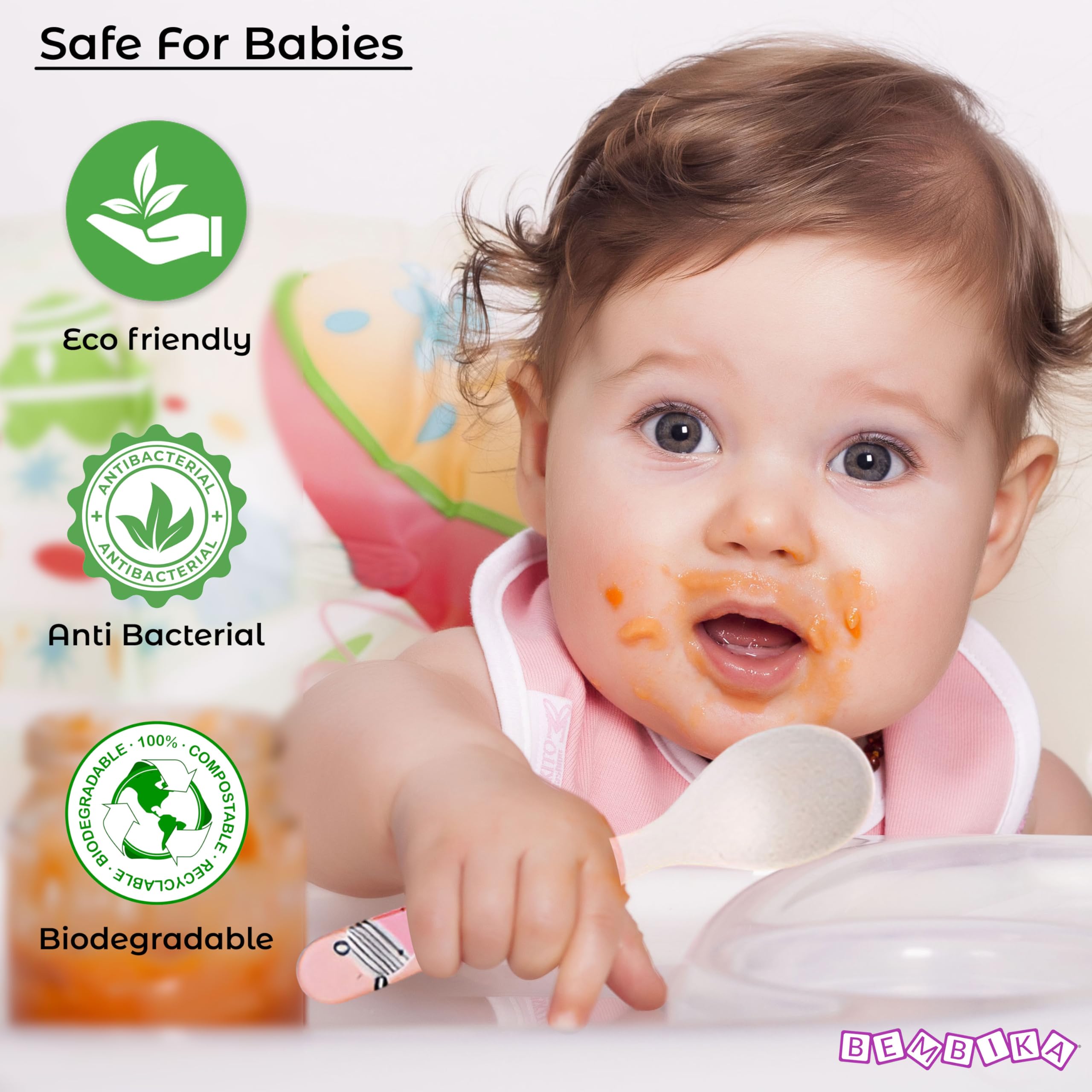 Bembika Baby Self Feeding Essential Baby Dinnerware Bamboo Fibre Dinner Set for Kids for Kids and Toddlers - Pack of 5 (Pink) 3