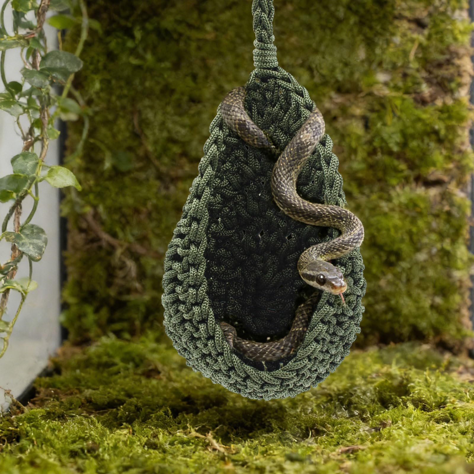 Snake Tank Accessories, Hanging Nylon Woven Hammock for Reptile, Habitat Enrichment Accessories for Snake, Gecko and Other Small Animals - 5