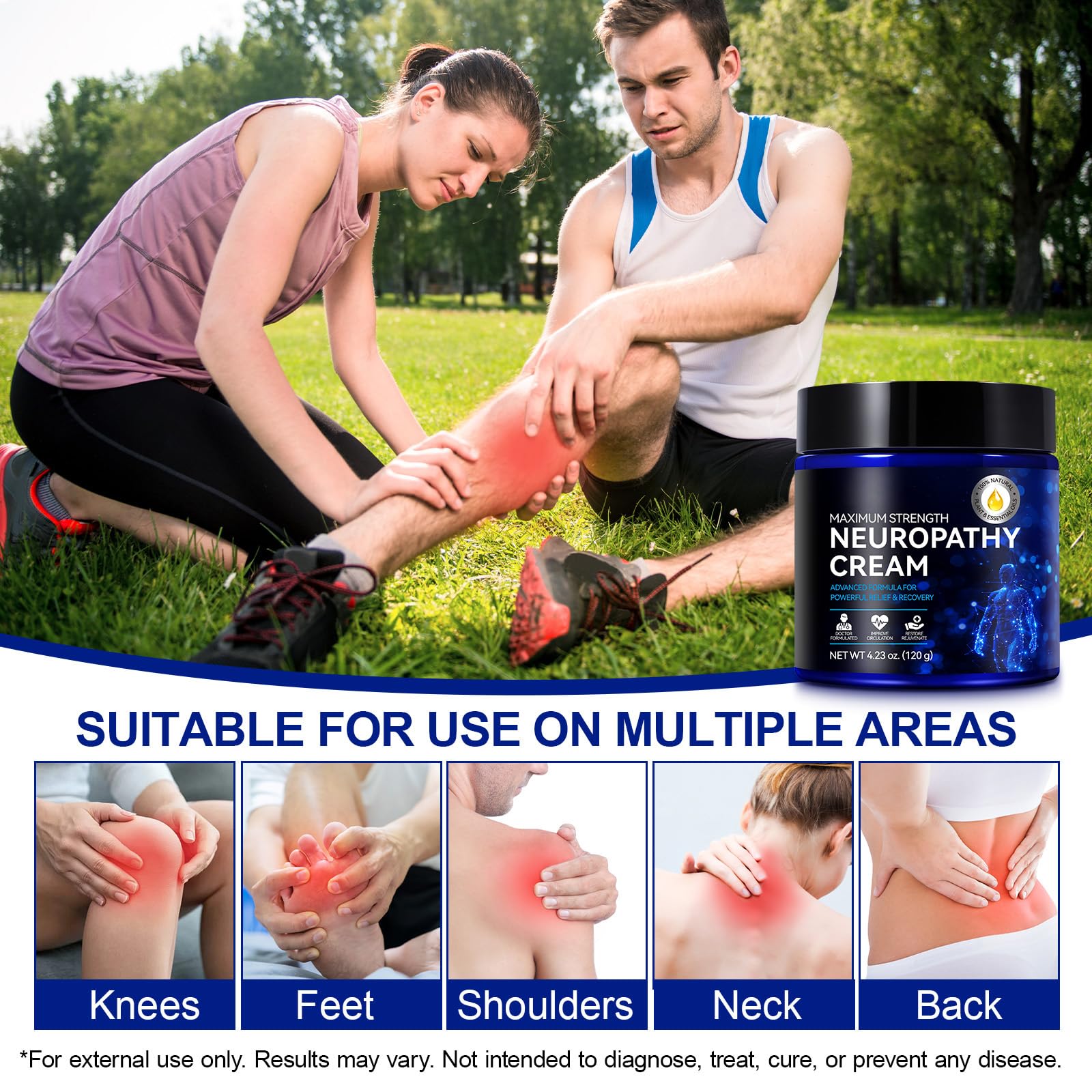 Neuropathie Relief Creme Extra Stärke Für Füße, Beine, Hände,Zehen Mit Natürlicher Kurkuma, 2 X 120G Ingwer - Muskel- Und Gelenkbeschwerden,Natürliche Muskelmassagecreme, Beruhigende Kribbeln