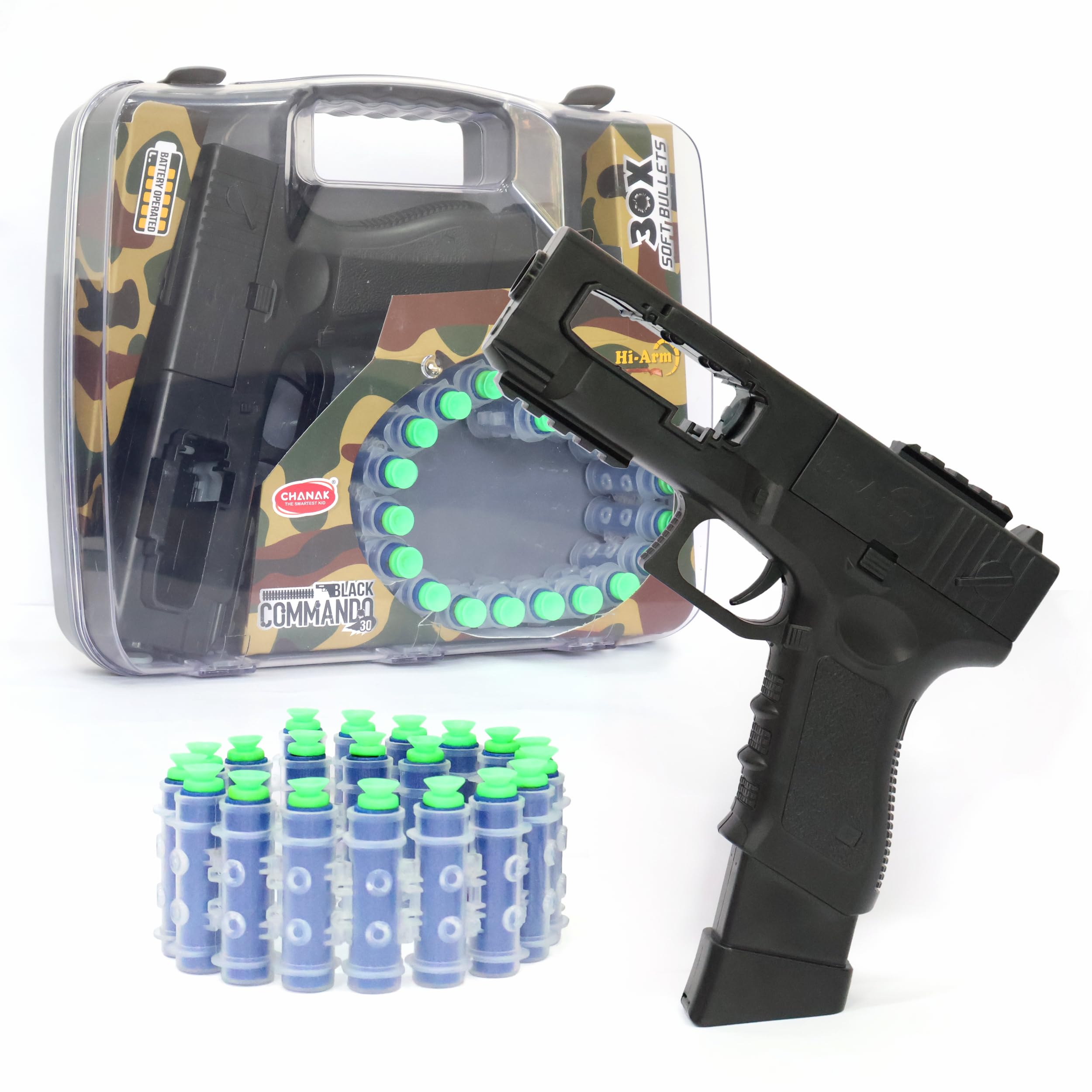Chanak Automatic 30 Rapid Fire Black Commando Dart Gun, Include 30 Soft Suction Foam Bullets with 20 Bullet Strips, Rechargeable Gun for Kids, with Carrying Briefcase Boys & Girls Above 3 Years.-image-41
