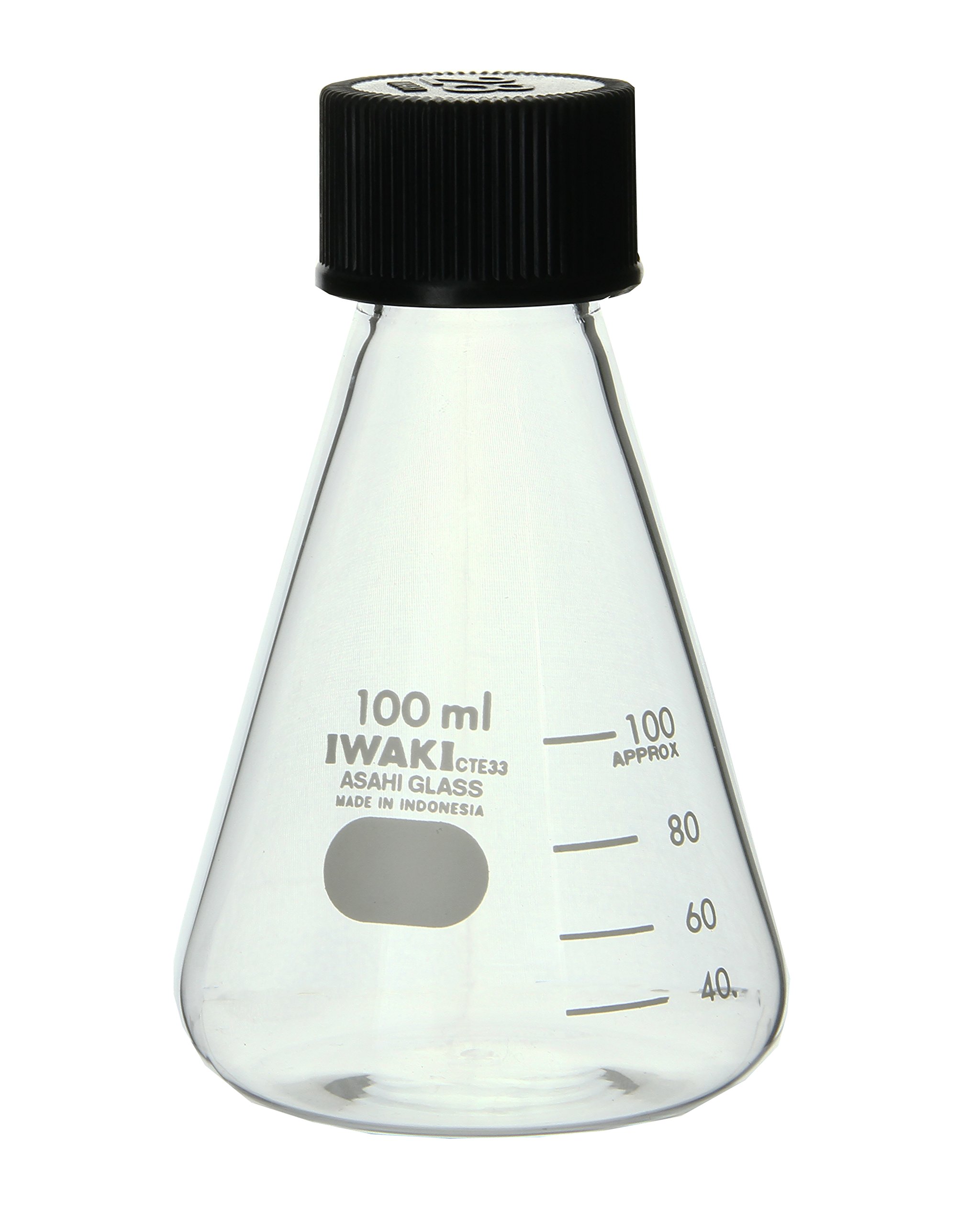 Amazon | IWAKI ネジ付三角フラスコ キャップ付 100mL 1本 4985FK100 