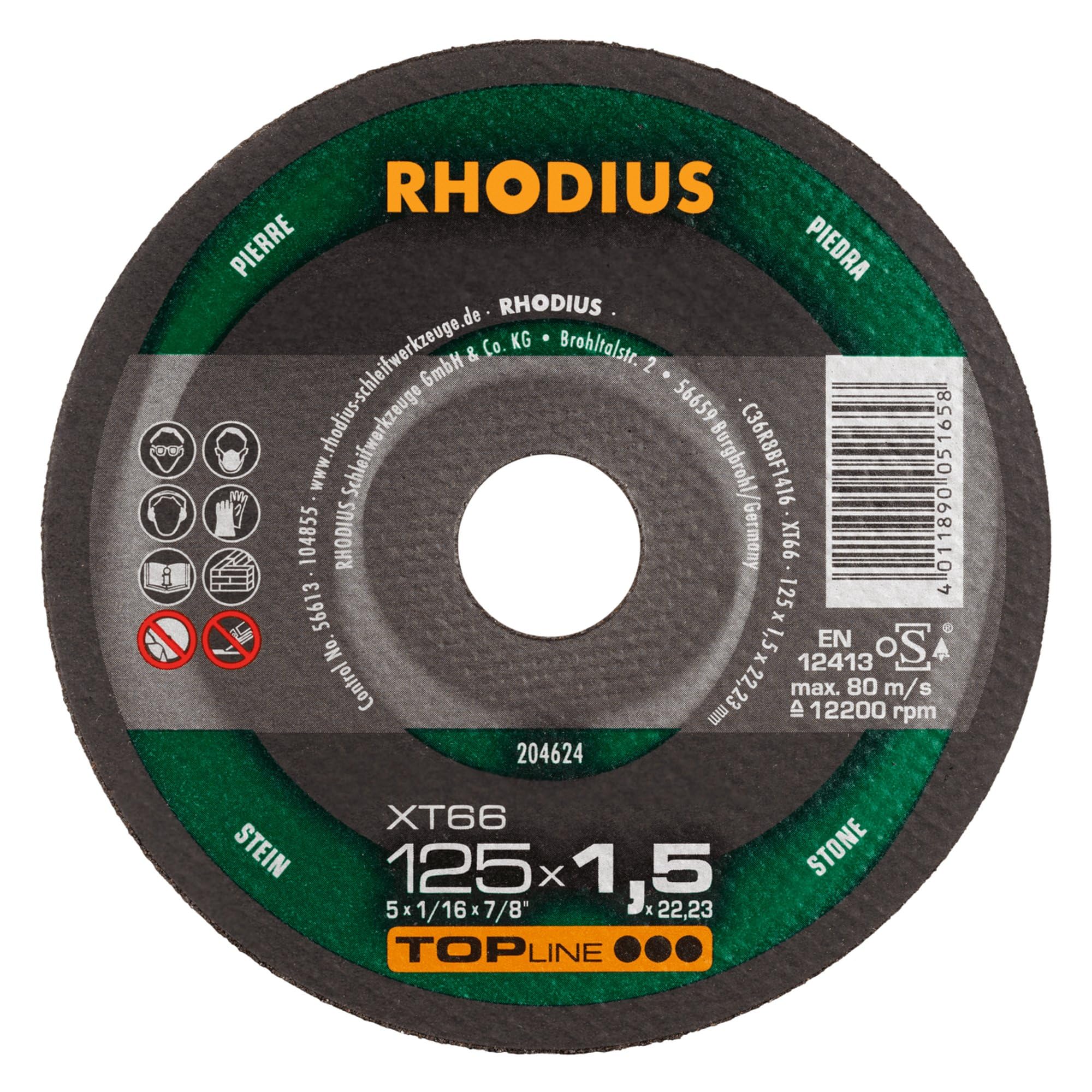 Dischi da taglio Rhodius XT66 125 x 1,5 mm per Alluminio e Pietra 50 pezzi