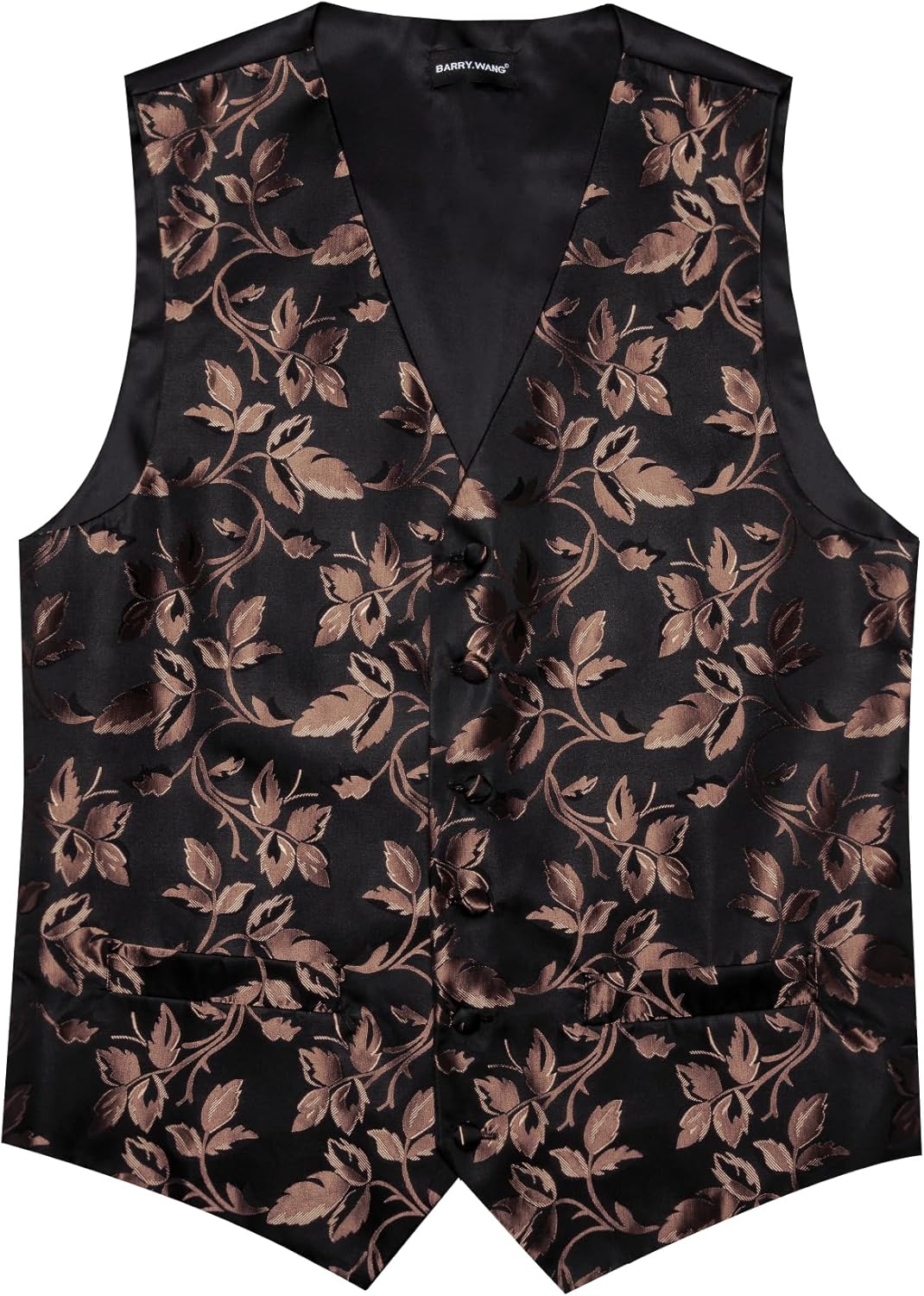 Barry.Wang Formal Men Flower Vest Paisley Jacquard Silk Ties Suit Waistcoat Set Wedding 5PCS - Image 5