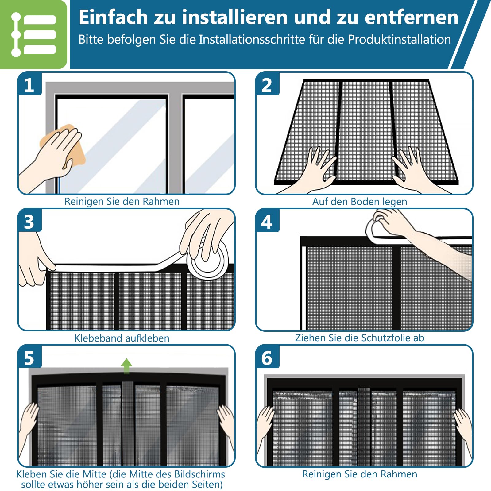 HooTown Magnet Fliegengitter Tür,190 x 212cm Fliegengitter Doppeltür | Automatisches,Ohne Bohren,4cm Klettband Oben,Fliegenvorhang für Fenster, Balkontür, Kellertür und Terrassentür