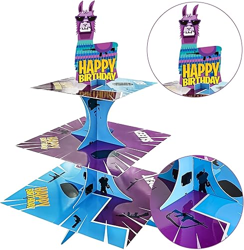 Miniatura 6 de Suministros para fiesta de cumpleaños de videojuegos, soporte de 3 niveles para cupcakes para niños, fanáticos de los juegos, decoraciones de