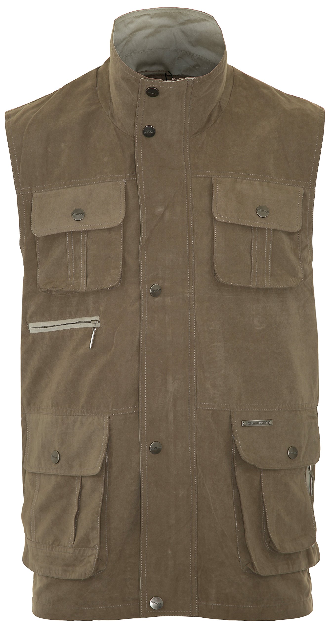 Mens Champion Farnham Country Clothing Lightweight Bodywarmer Gilet with Multi Pockets (L, Taupe)