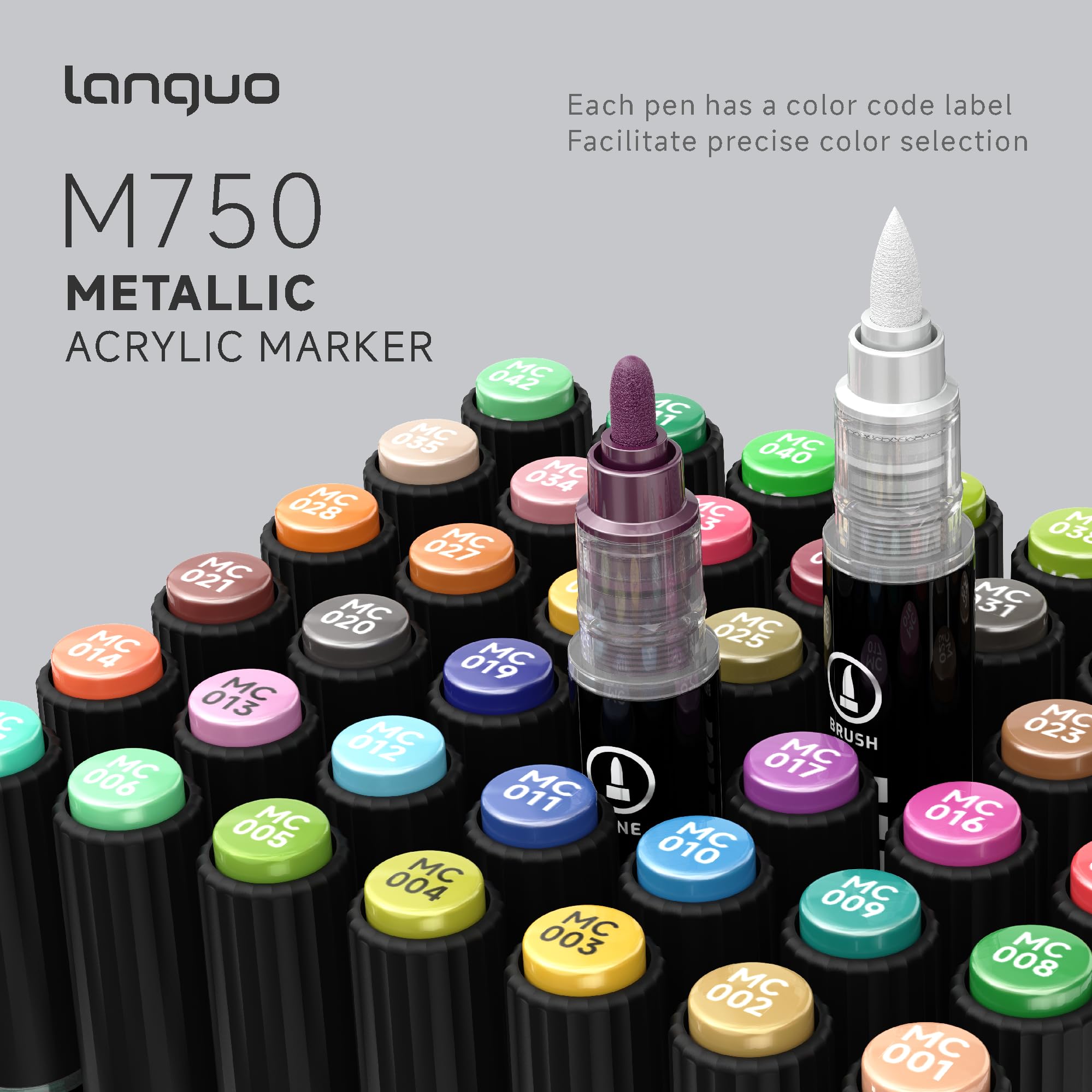Amazon | languo 24色 メタリックアクリルペイントマーカー デュアル
