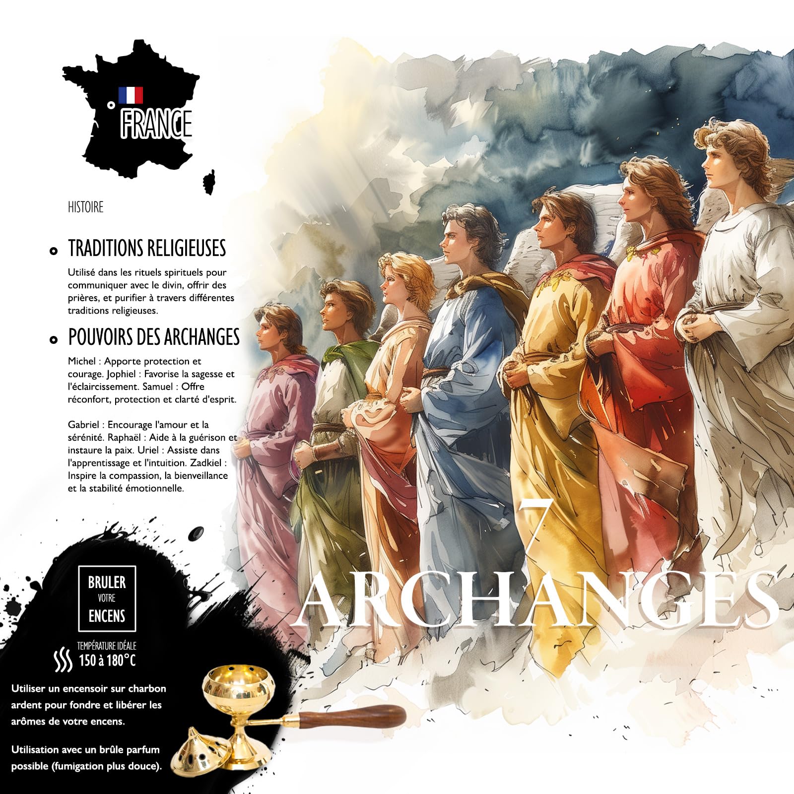 Kadzidło żywiczne 7 Archaniołów, 100% naturalne, 50 g - Autentyczna żywica religijna do fumigacji, przewodnictwa, ochrony, podnoszenia duchowego
