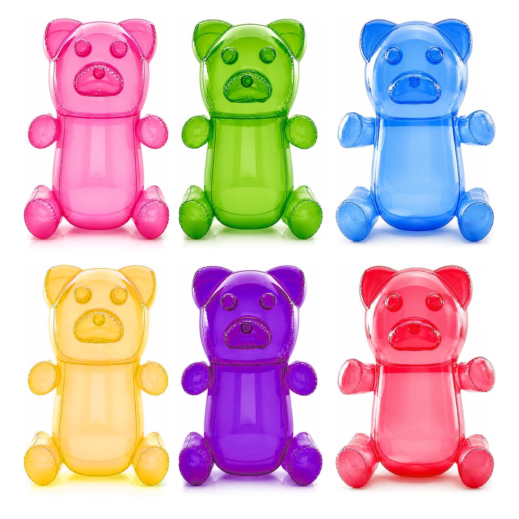 Photo 1 of 4E's Novelty Inflatable Gummy Bears, 12 Inch Tall - Great for Birthday Party Decorations & Favors, Candyland Themed Supplies, Photo Booth Props, Blow Up Pool Toys for Kids - Pack of 6