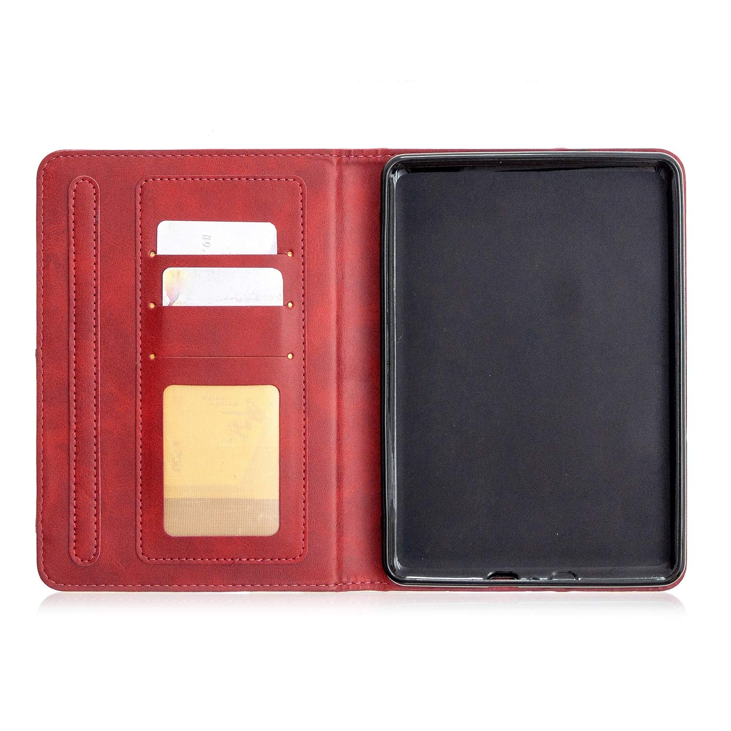 Voyage sur tablette Étui en cuir PU de qualité supérieure compatible avec Kindle Paperwhite 1/2/3/4 6 pouces, étui à rabat magnétique intelligent avec fente Compatible with carte/housse de protection
