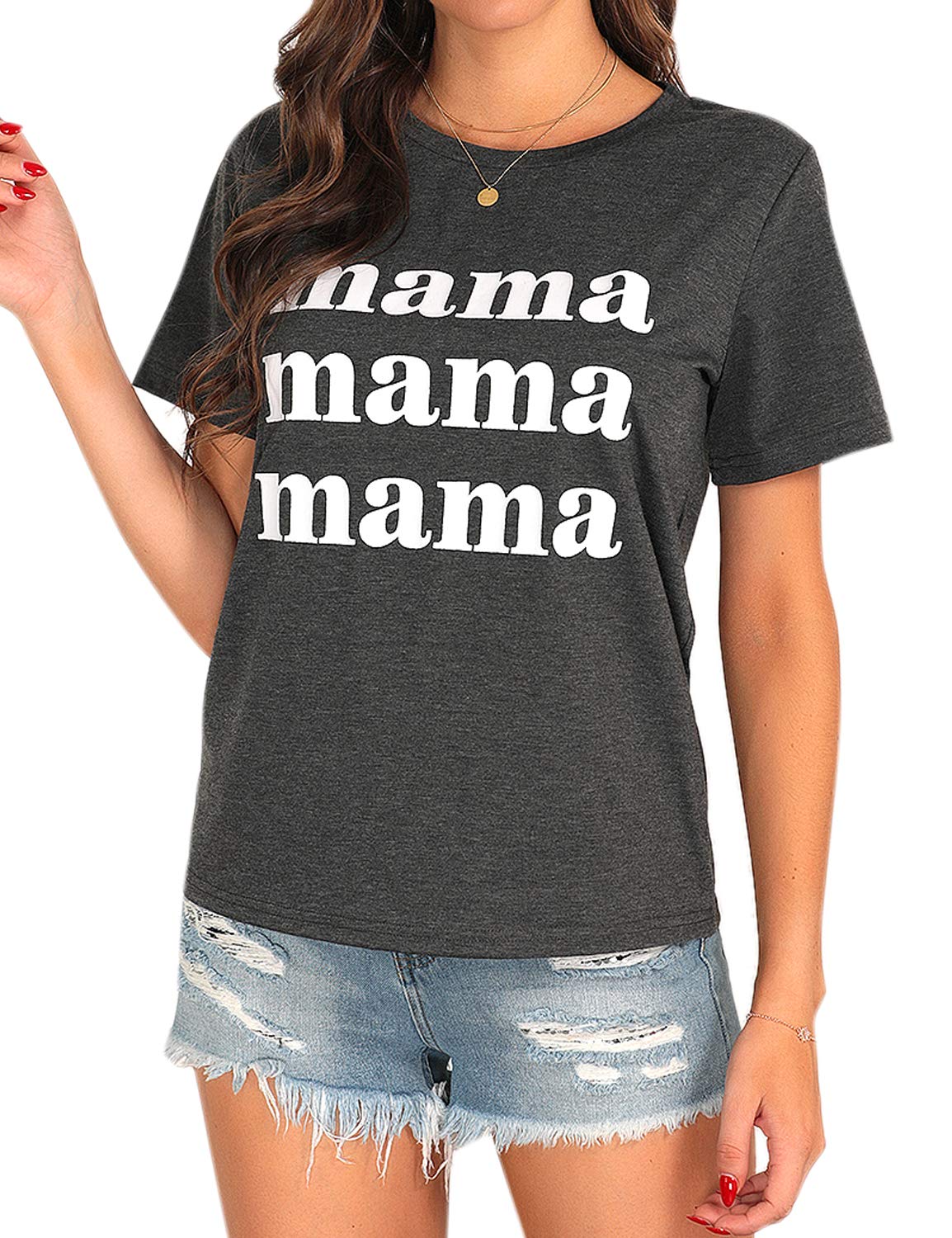 Womens Graphic Tees Mama Shirt Mom T-Shirts with Sayings Cute Short Sleeve Casual Summer Tops