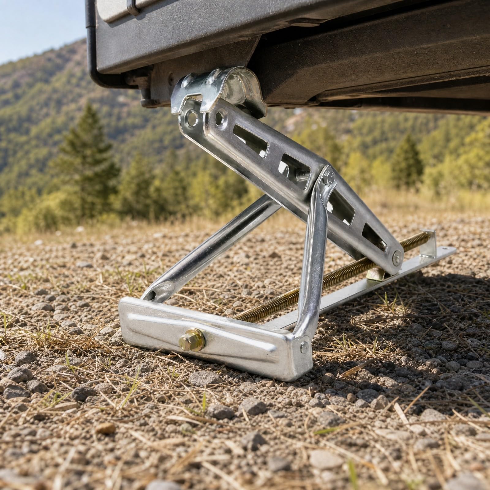 Piedino Stabilizzatore per Rimorchio con Manovella Supporto per Roulotte con Base Ampia per Terreni Diversi in Campeggio