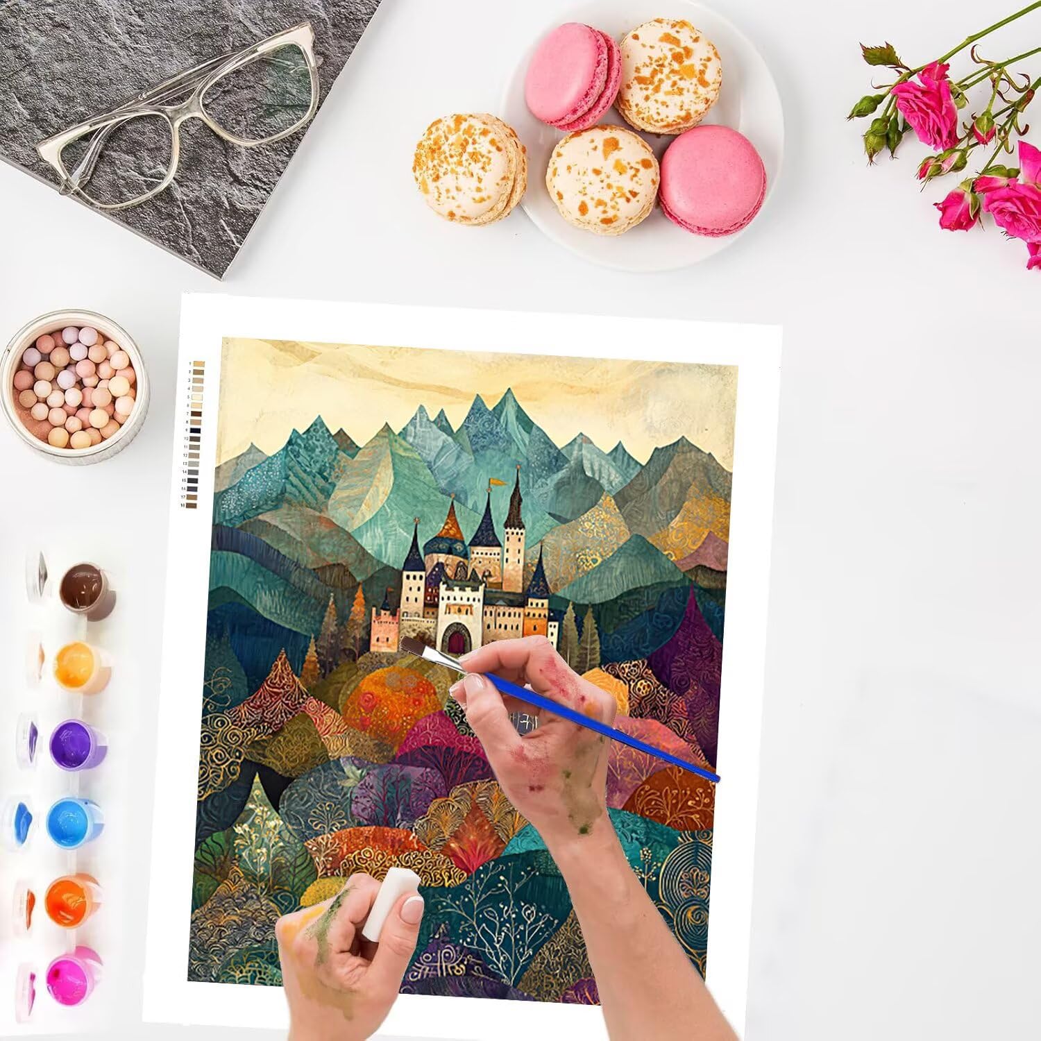 WEISHIWE Dipingere con i Numeri Adulti Paesaggio del borgo, 80x100cm s-257 | Paint by Numbers Kit con Pennelli e Acrilico Pigmento, Fai da te Olio La Pittura di Numeri Kit, Decora la Casa, senza Cornice