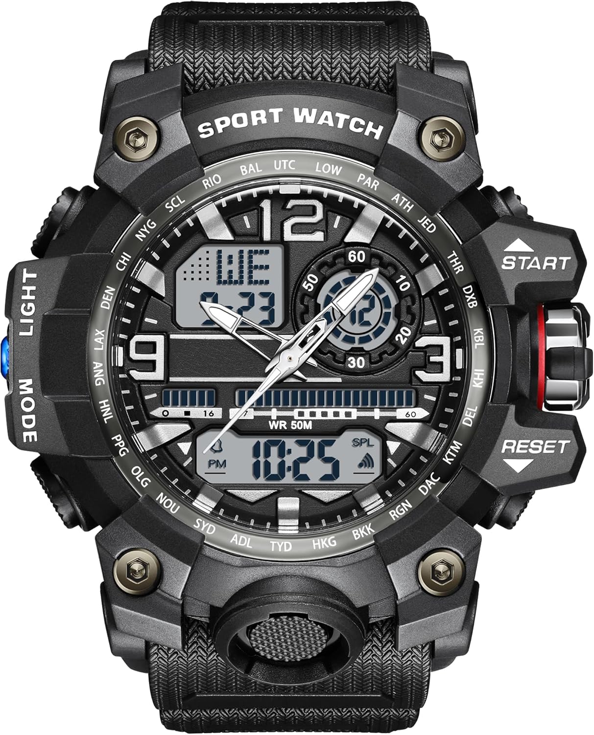 Yihou Men's Military Watch Outdoor Sports Electronic Watch Tactical Army Wristwatch LED Stopwatch Waterproof Digital Analog Watches