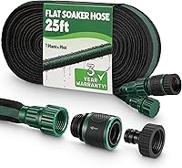 PlantPlot 25ft Flat Soaker Hose - Leakproof Quick Connect Drip Irrigation for Gardens, Lawns, Vegetables & Flowers