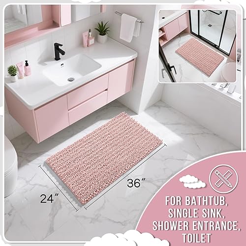 Miniatura 40 de Yimobra - Tapete de baño largo de felpilla, grande de 55.1 x 24 pulgadas, microfibra gruesa, absorbente, extrasuave, antideslizante, peludo, lavable