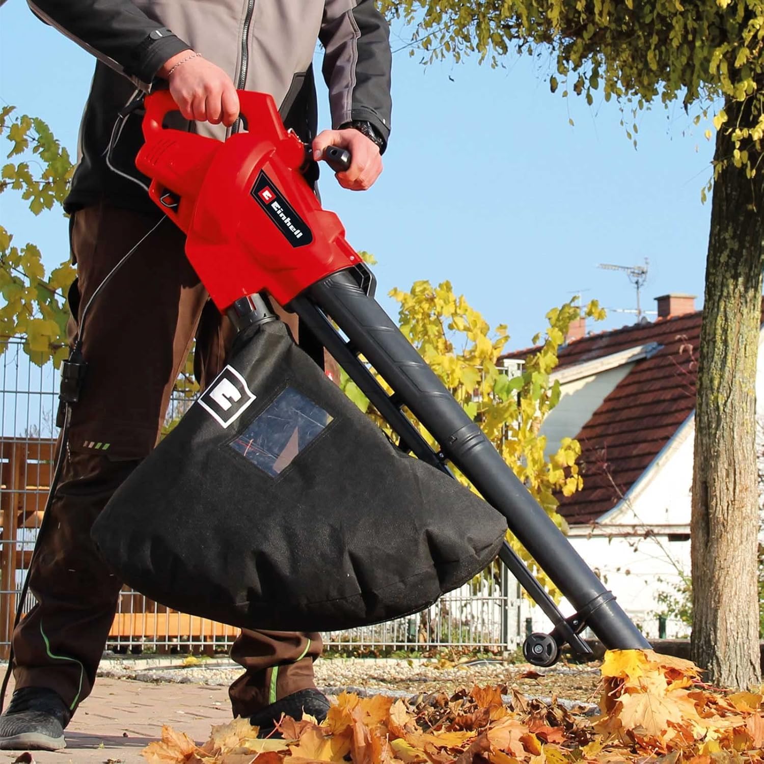 Einhell - Aspiradora eléctrica de Hojas GC-EL 3024 E (Modos de aspiración/soplador, Tubo de Entrada de Ø 75 mm, Capacidad de succión 650 m³/h, función de trituración, relación de trituración 10:1,