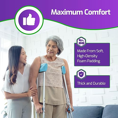 Miniatura 3 de Acolchado de muletas prémium para muletas  Cojines de muleta para debajo del brazo  Almohadillas azules  Se adapta a muletas estándar