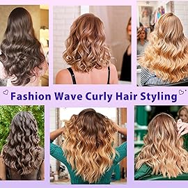 3 Barrel Curling Iron Hair Crimper: Aleath Dual Voltage Adjustable Temperature Three Barrels Hair Waver - Ceramic 1 inch Curler WandPurple