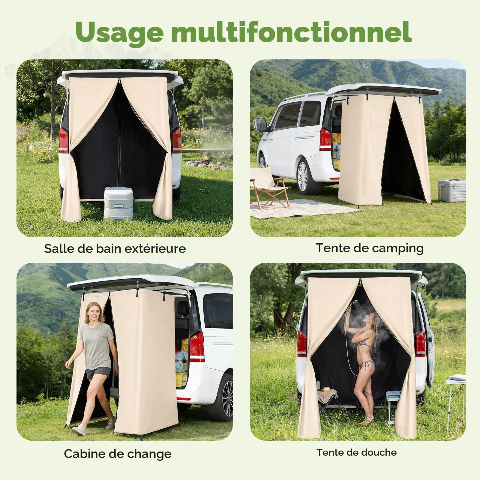 Tente de Douche pour hayon de Voiture, Vestiaire extérieur, Rideau de confidentialité Suspendu 210D, Tente de confidentialité Portable, Convient pour Le Camping, la Plage, Les Voyages