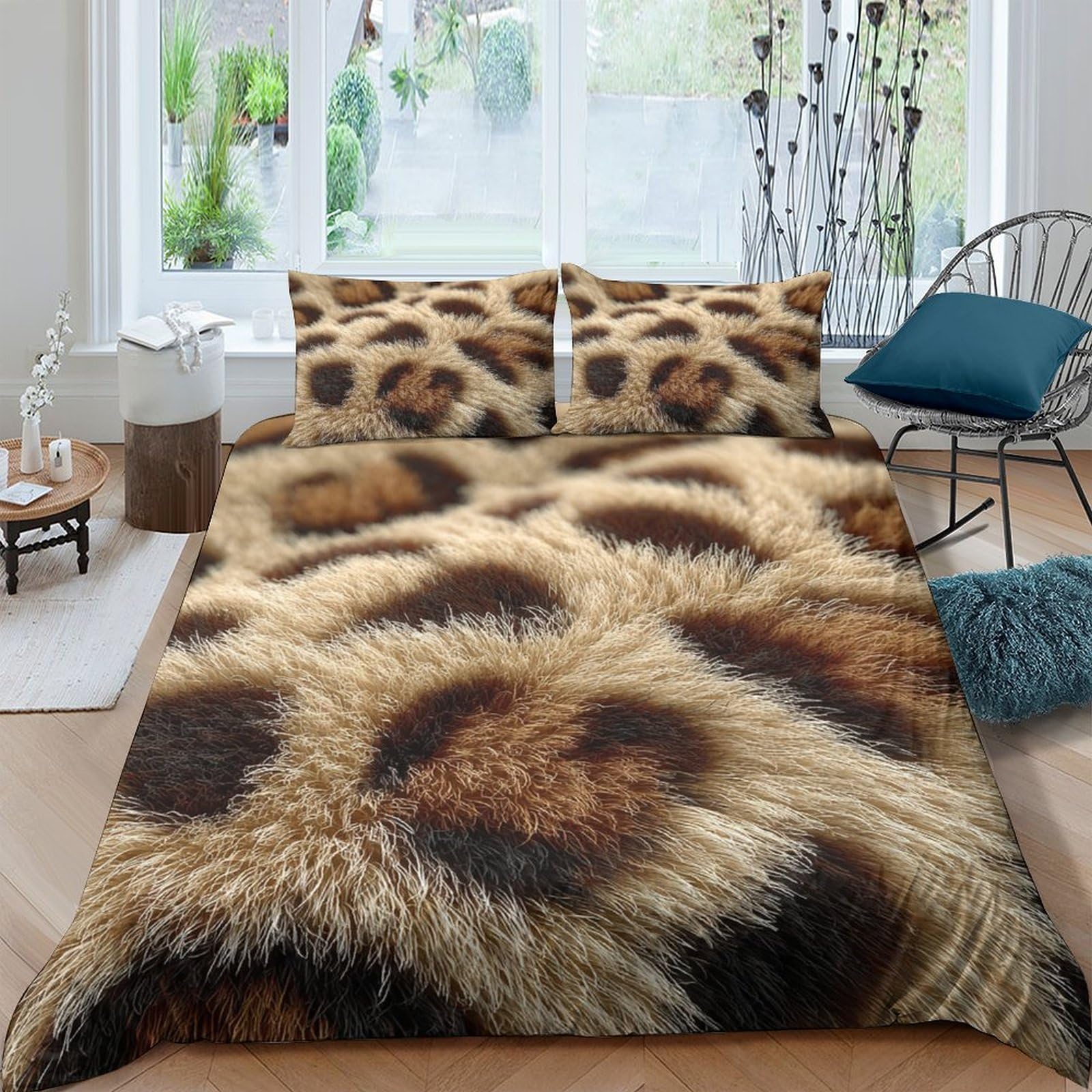 Ctjqhvkz Style-2 3D Printed Leopard Fur Fitted Sheet Microfiber Soft Non-Slip Cheetah Spot Bed Cover For Bedroom Guest Room Decor Single（135X200cm）