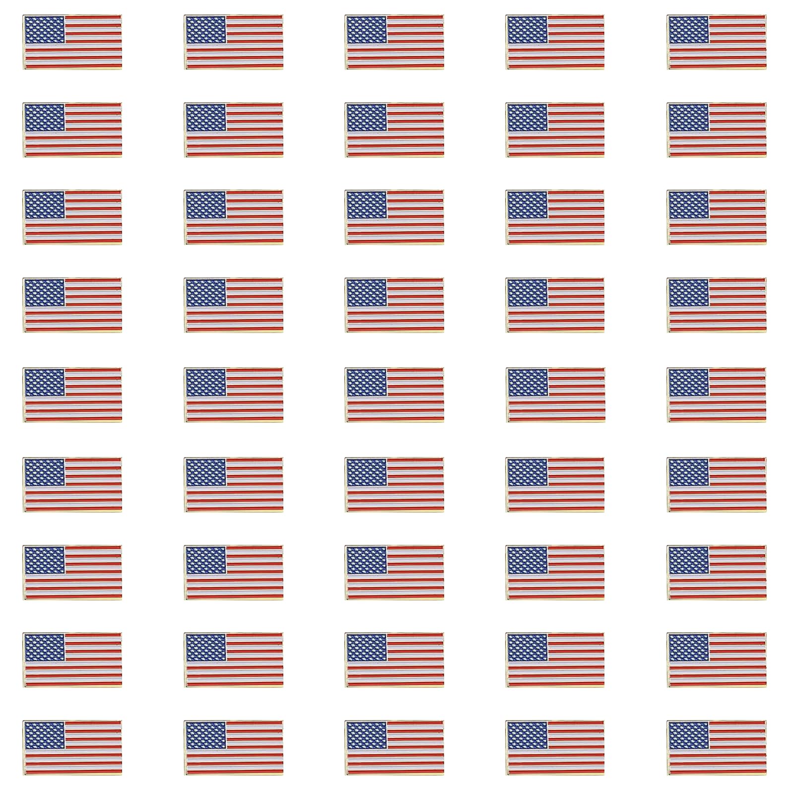 Exquisite American Flag Lapel Pin 50 PACK -The Stars and Stripes Flag Pins, Solid Metal US Flag Lapel Pin for Memorial Day, Flag Day, Independence Day, Veterans Day (Rectangle-50PC)
