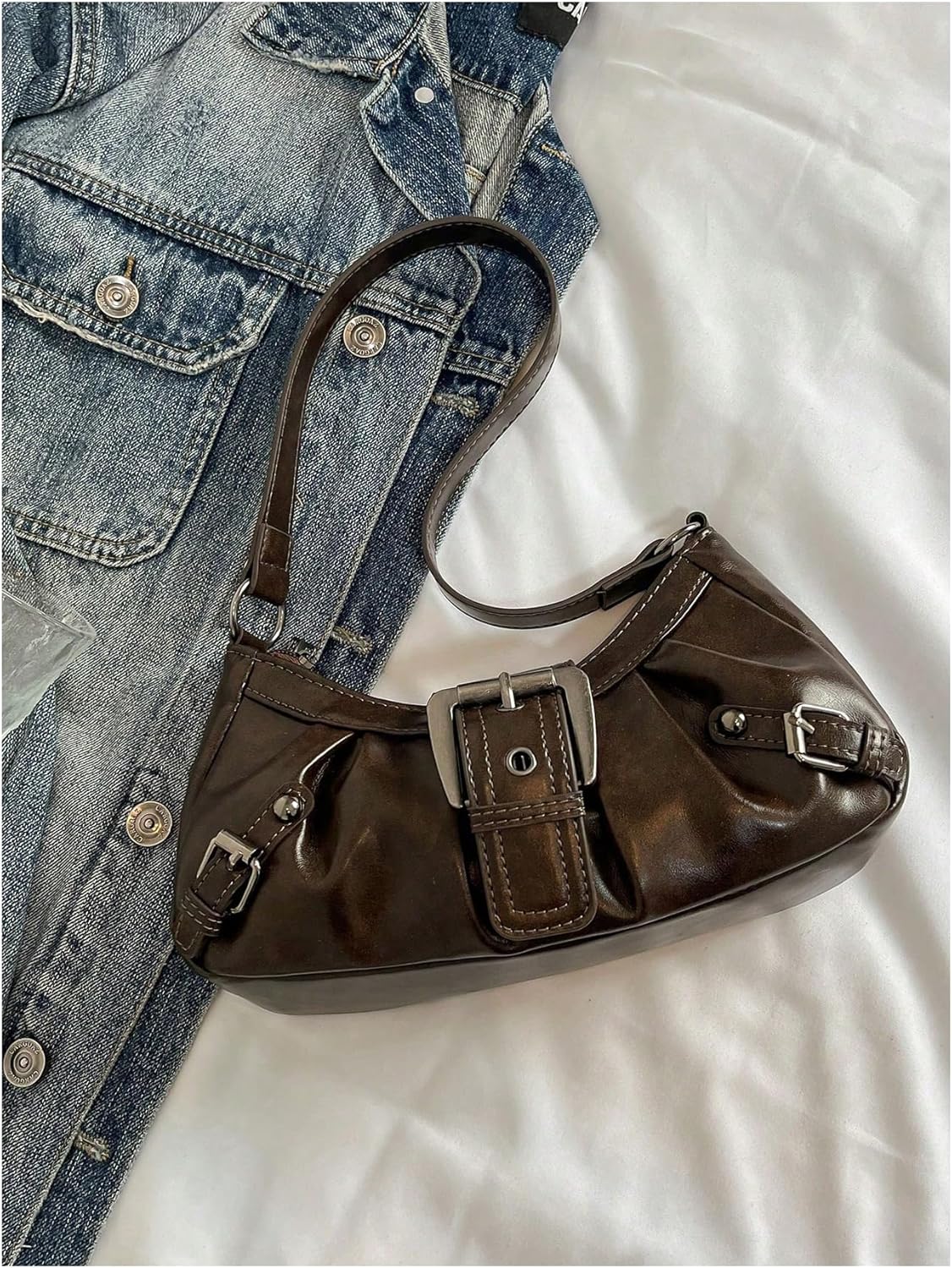 Verdusa Shoulder Bag for Women Y2k Purse Mini Purse Cute Purse Goth Punk Vintage Purse | Top Handle, Buckle, Punk, Purses, Bags - Image 5