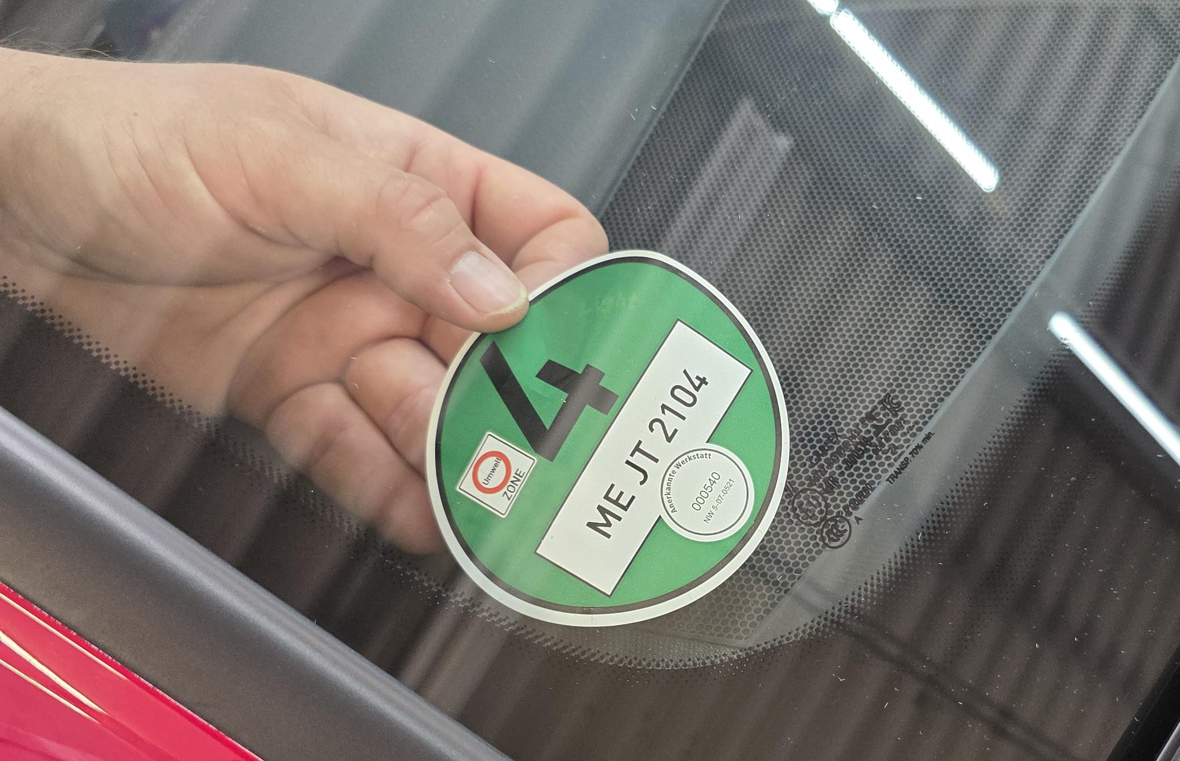 Generisch Offizielle Grüne Umweltplakette für Umweltzonen, Amtlich Zertifiziert von AU-Werkstatt, Mit Kennzeicheneintragung, Euro 4-6, Feinstaubplakette Grün