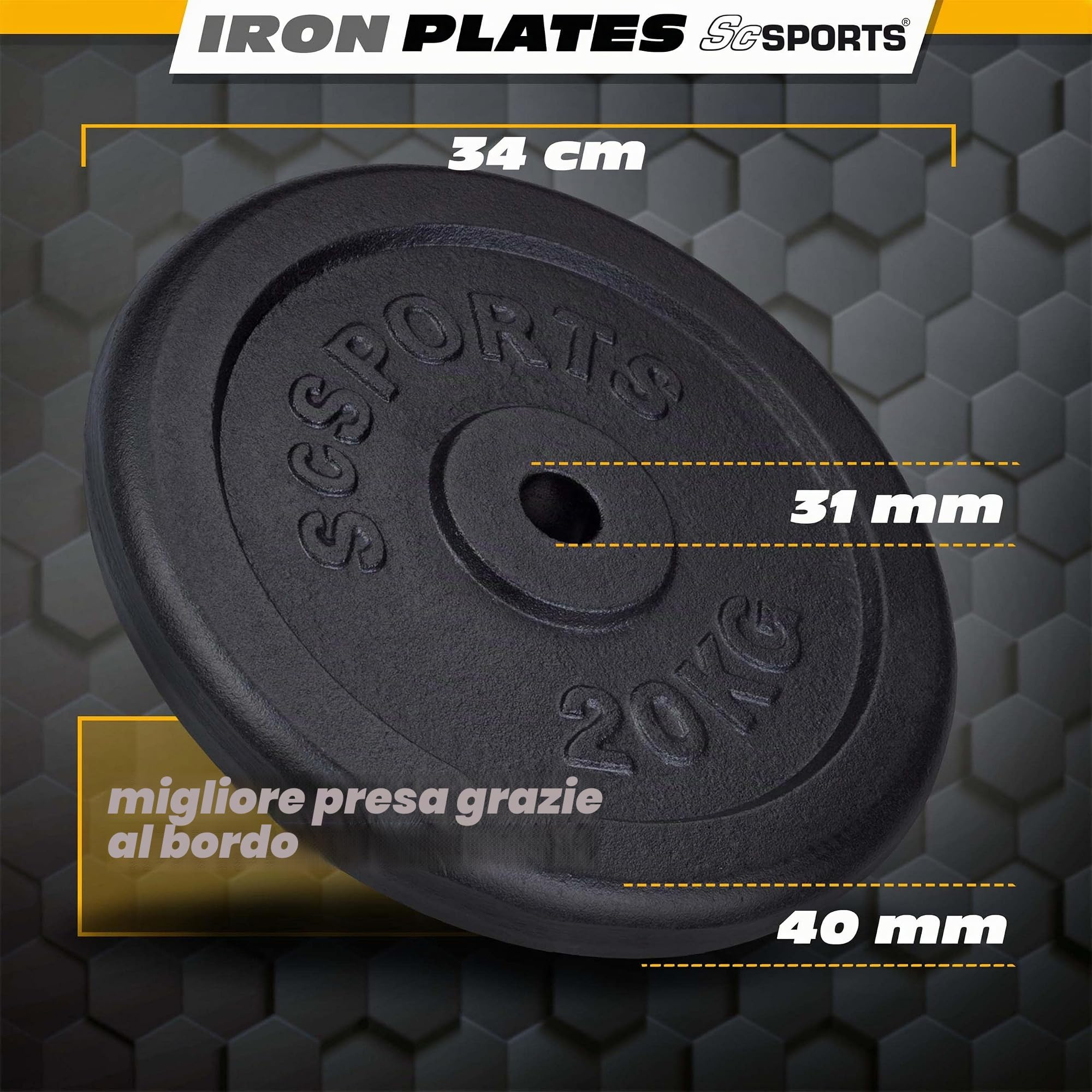 ScSPORTS® Set di dischi da 30 mm, 2-120 kg, in ghisa