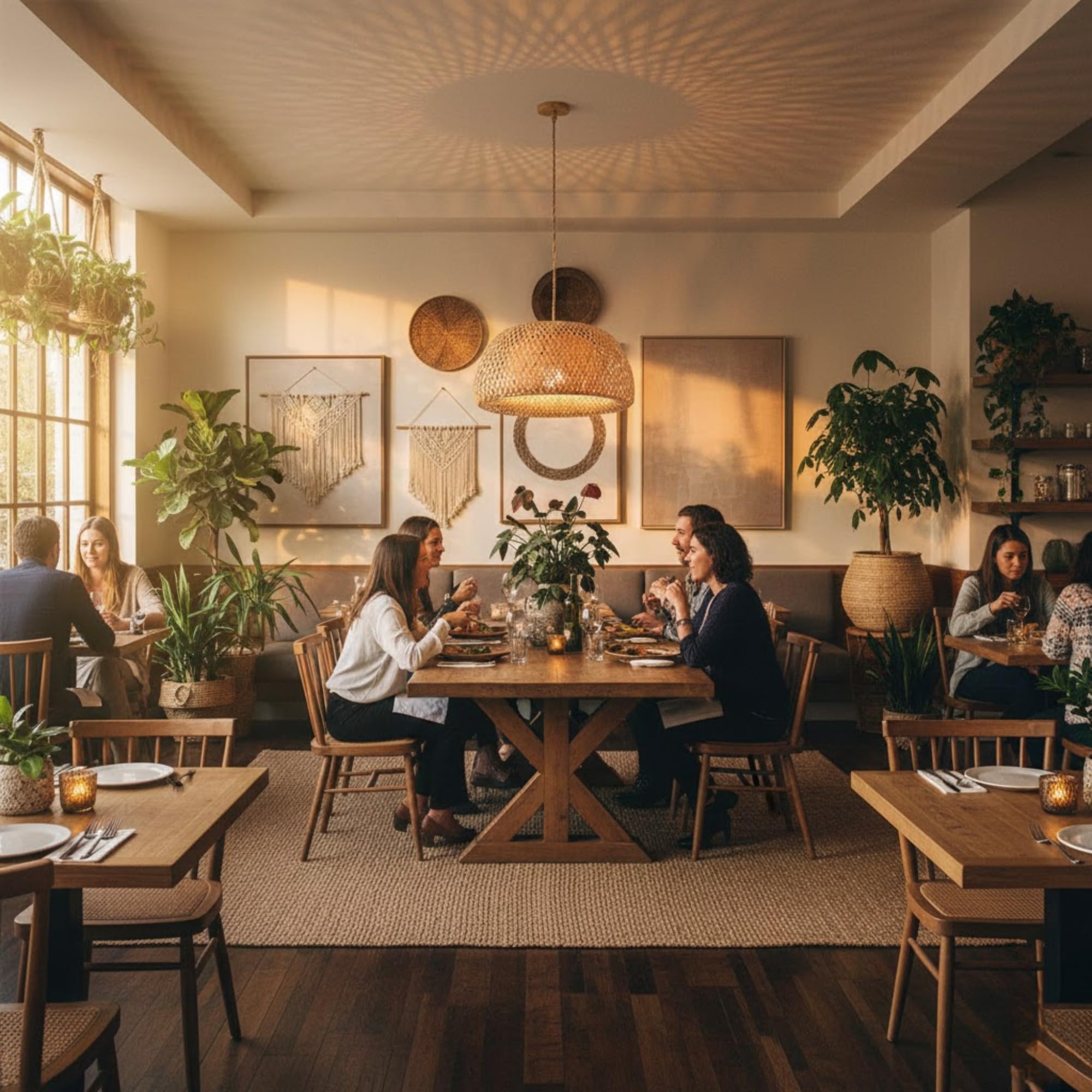 BARCELONA LED - Lámpara colgante de mimbre Hanna. Estilo Boho Rústica – Pantalla artesanal natural, Cable ajustable de Cuerda – Lámpara colgante para isla cocina, dormitorio, comedor o salón