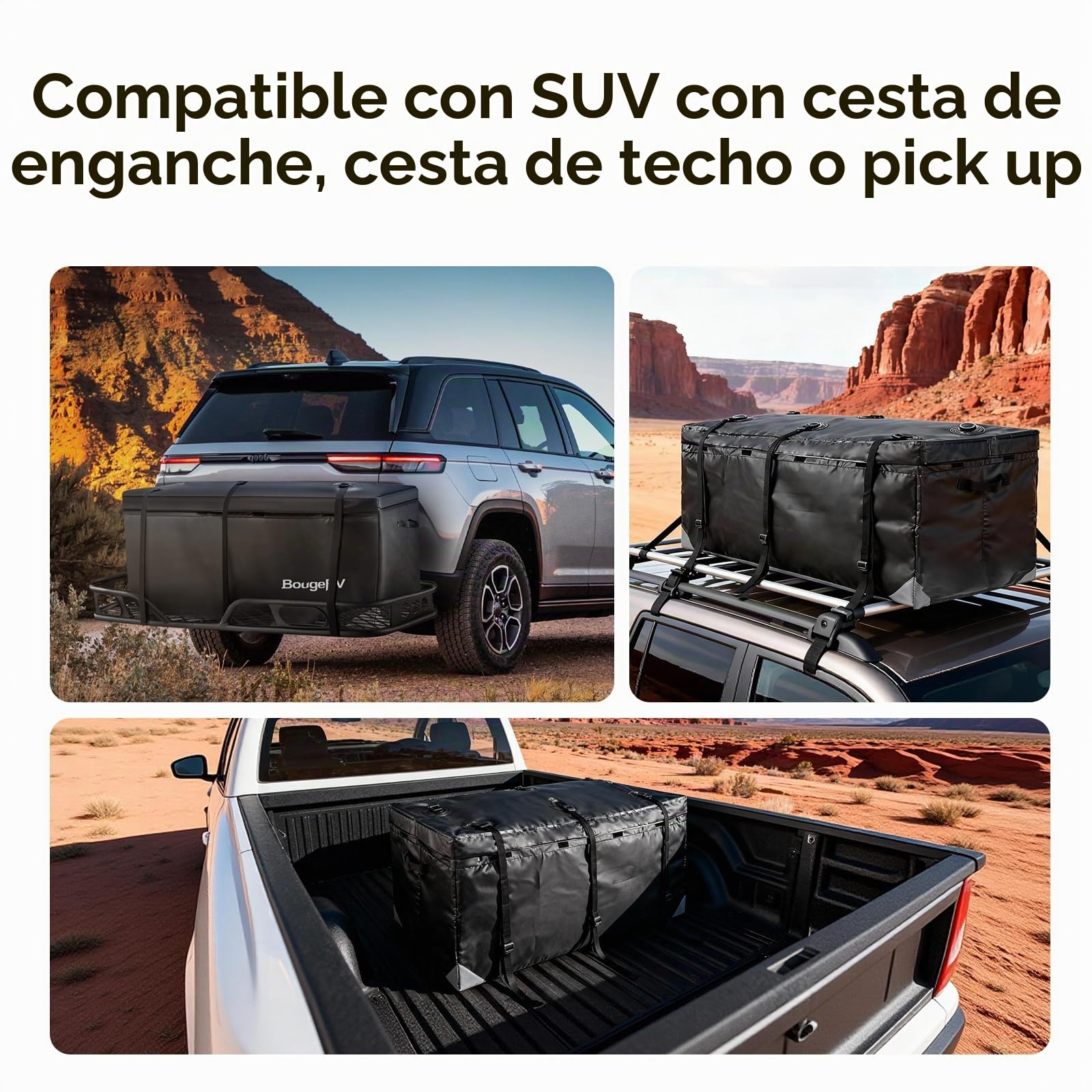 BougeRV Bolsa de Transporte de Carga de Enganche Impermeable/Impermeable para Coche, camión, SUV, Furgonetas, bandejas y cestas de Montaje Trasero, 48 Pulgadas de Largo x 20 Pulgadas de Ancho x 22