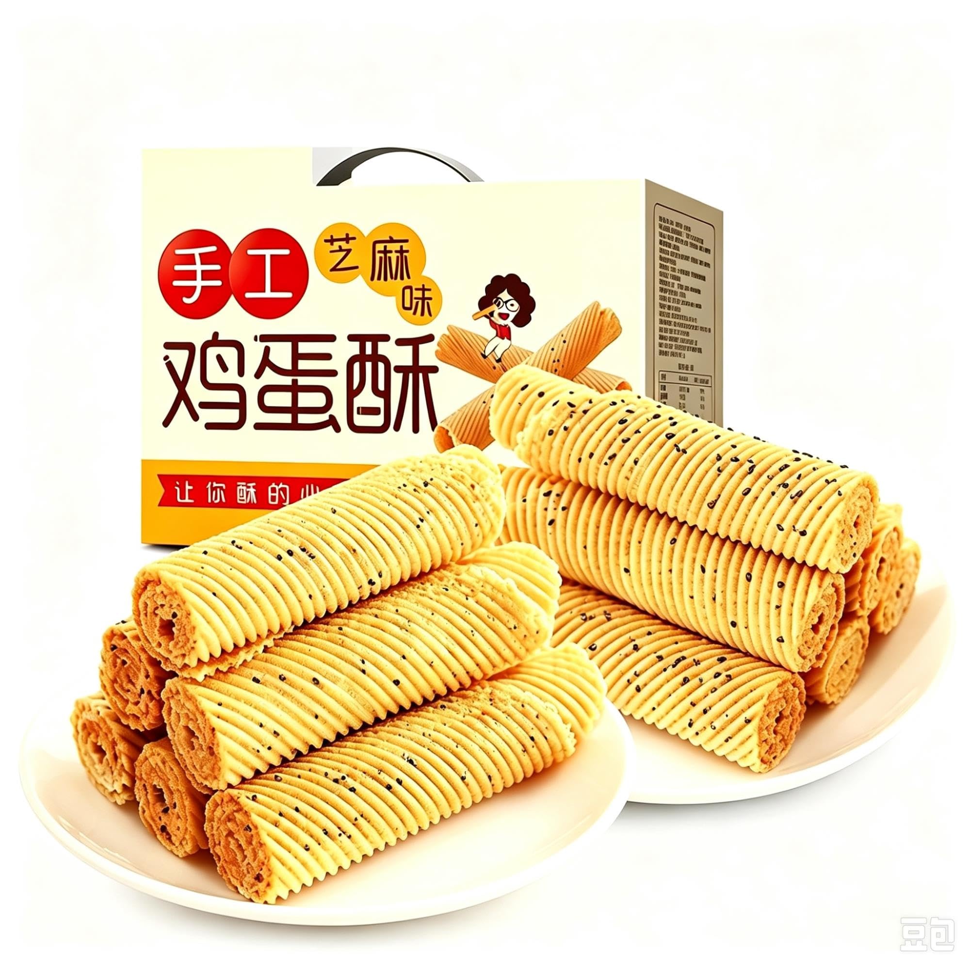Rollo De Huevo Con Sésamo Galletas Crujientes 520g Party Snack
