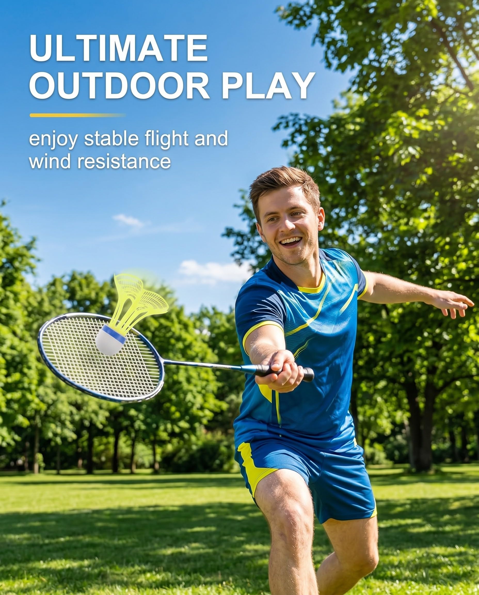 6 Volani da Badminton Winddicht Giallo Bianco Nylon Lunga Durata per Allenamento e Svago all'Aperto e al Chiuso Parco Spiaggia