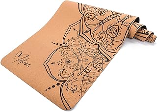 meteor Tappetino Yoga Sughero TPE Tappeto Esercizi Ginnastica Pilates Fitness Sportivo Palestra Riabilitazione Allenarsi casa Allenamento in Palestra o All'aperto (183x61x0,5 cm, Sughero Mandala)