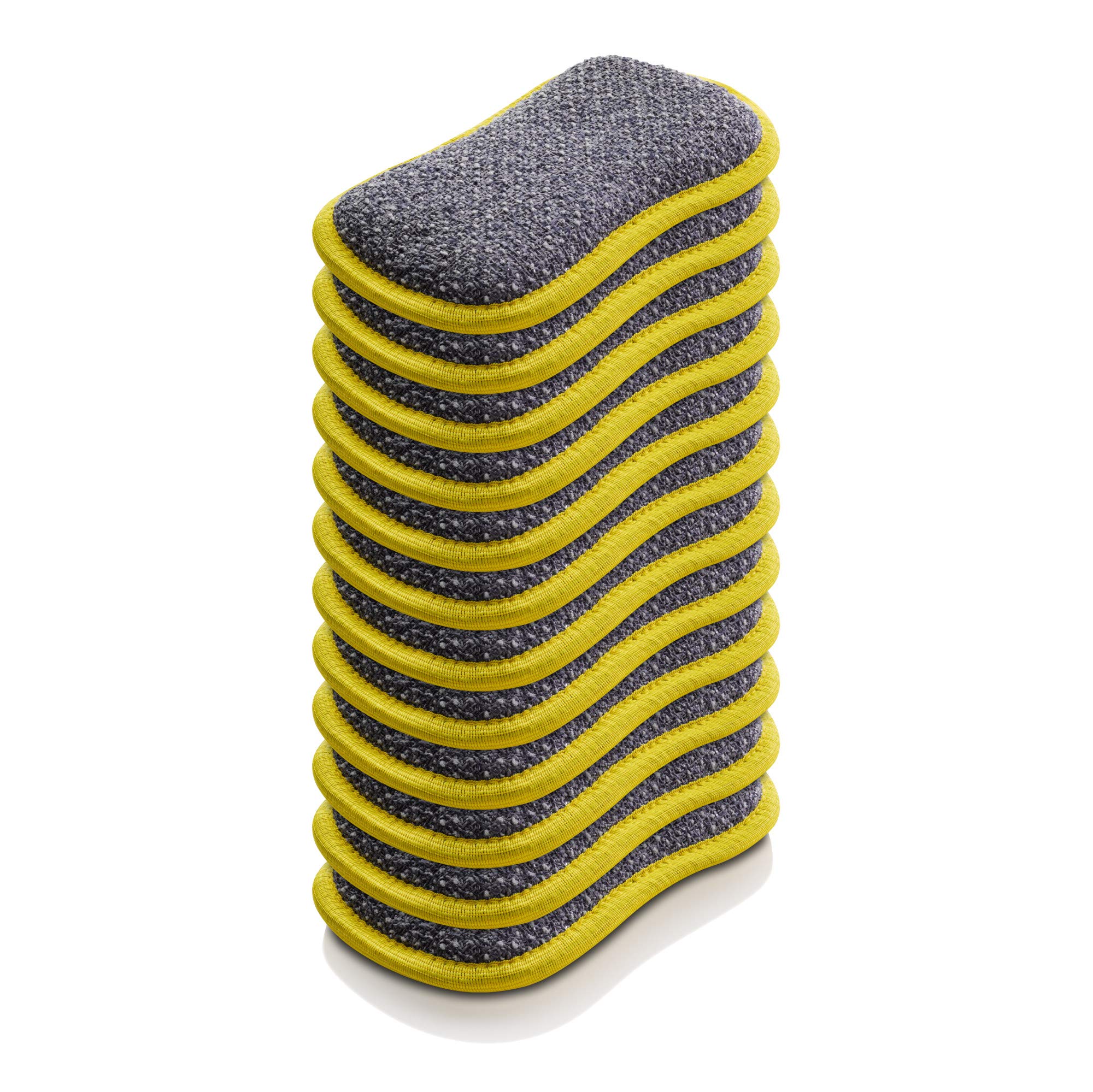 E-Cloth Washing Up Pad, Yellow 12 Pack - Reusable Microfibre Washing Up Sponge, Non-Scratch Kitchen Scourer and Dish Scrubber, Machine Washable Cleaning Sponge for Dishes, Sink, Pans and Glassware