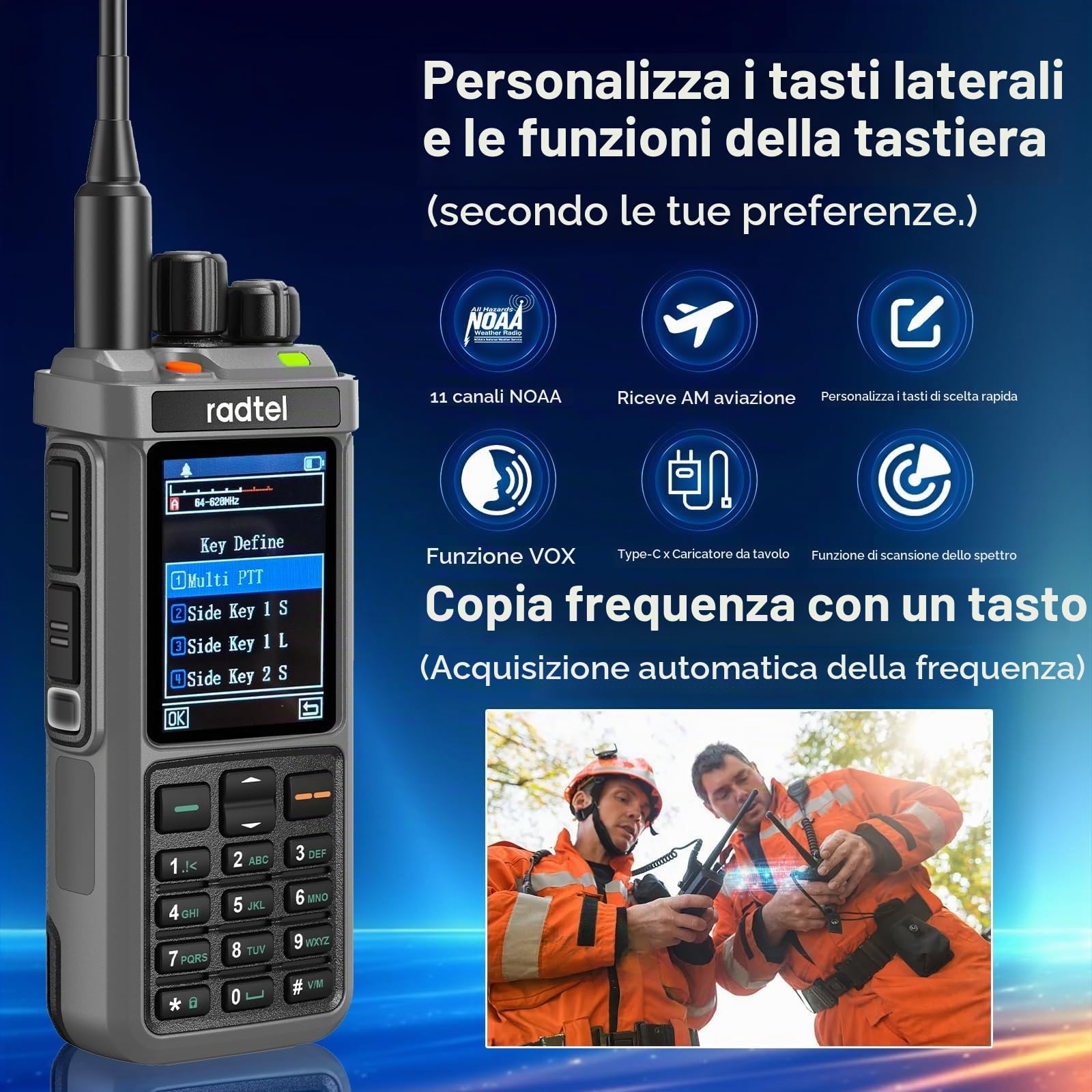 Radtel RT-880 10W Radio Prosciutto Lungo Raggio HF CB SSB Ricevitore Walkie Talkie Portatile 2 Vie Radio 1024 Canali con Cross-Band Repeater, con Set Antenna Onda Corta