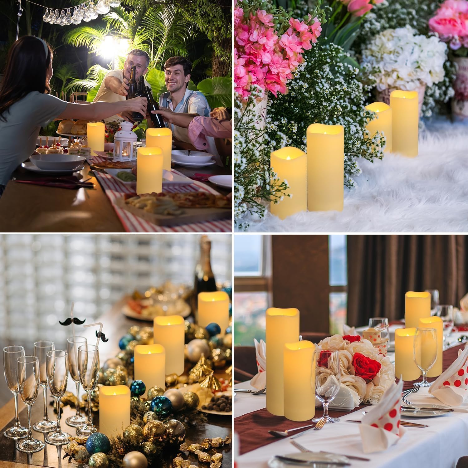 Set of 24 Waterproof Outdoor Flameless Candles, LED Candles with 4 Remote and Timer,(H 4" 5" 6" x D 2.2"),for Halloween Wedding Festiv - Image 3