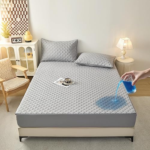 Protector de colchón impermeable de tamaño matrimonial, bolsillos profundos de 17 pulgadas para colchones gruesos, a prueba de fugas, resistente a