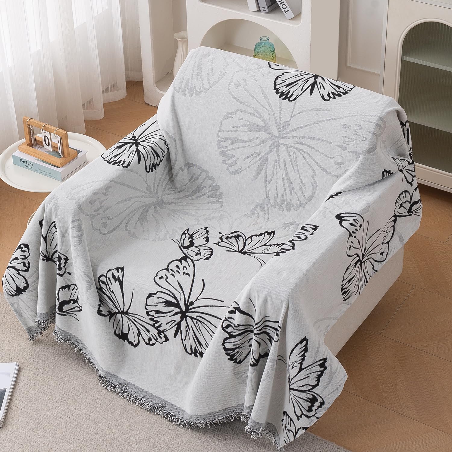 HOKIPO Chenille Sofa Cover - 3 Seater Throw -11