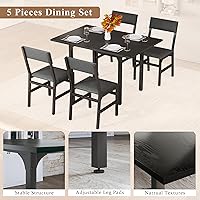 Vista 7 de Juego de mesa de comedor para 4, juego de mesa de cocina extensible con cojines y sillas, conjunto de 4, mesa de comedor rectangular con marco
