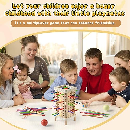 Miniatura 5 de Montessori - Juego de mesa de madera, multijugador para niños de 4 a 8 años, educación matemática, juguete de habilidad motriz fina para niñas y